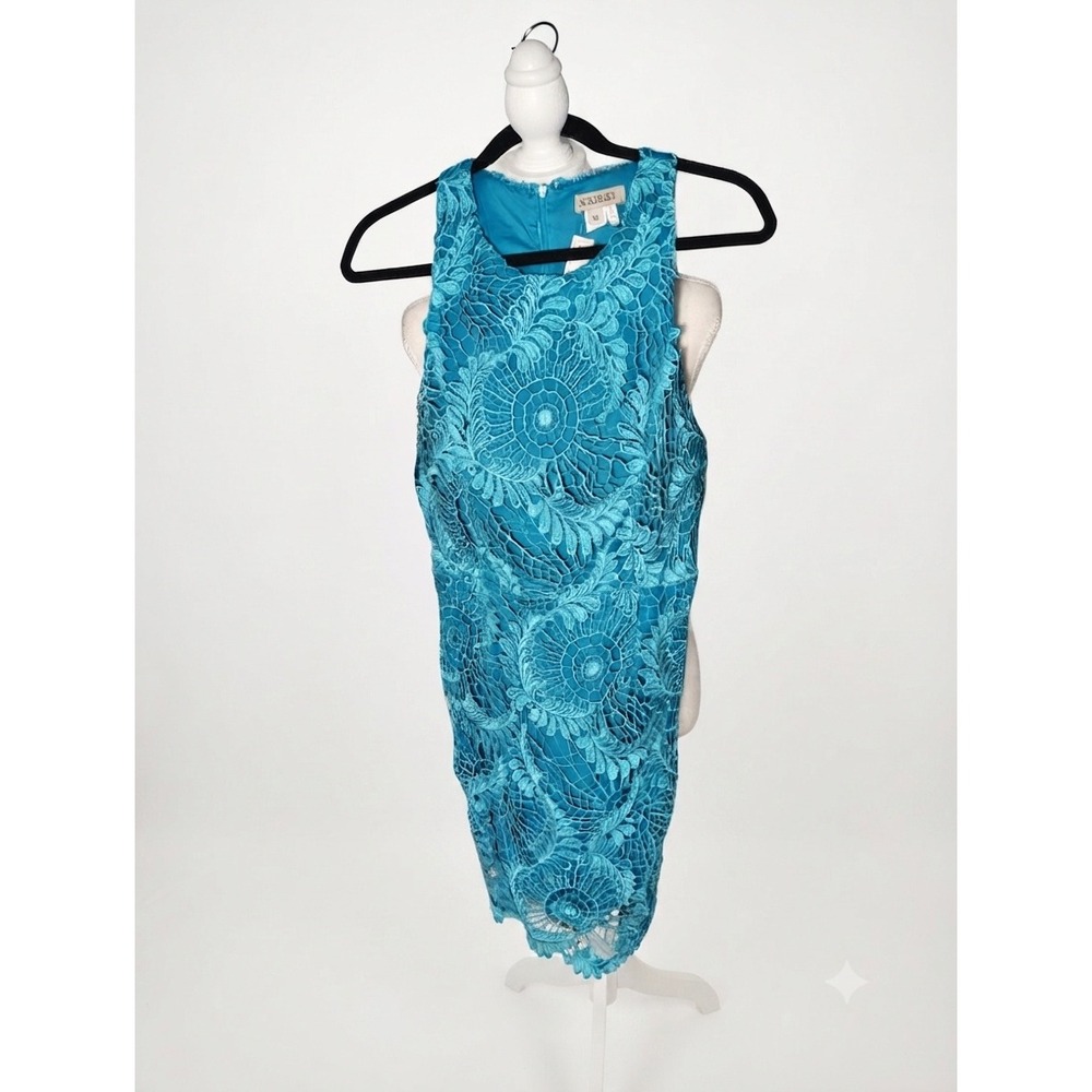 Nikibiki Turquoise Floral Guipure Lace Sleeveless Sheath Dress Medium D22709
